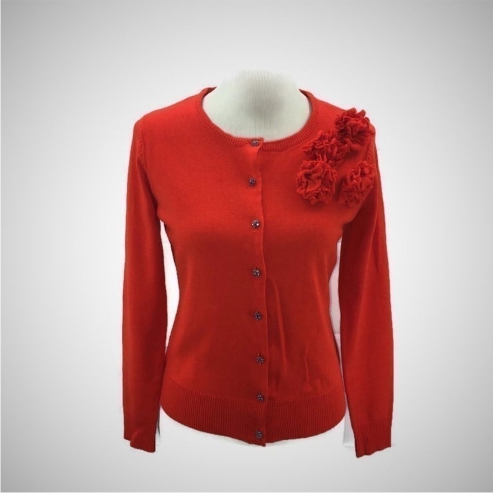 New York & Company Orange Cardigan Sweater Sz S